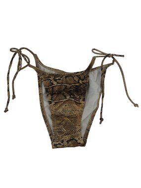 Carabella Collection Women 8 Shiny Python Snake Print String Bikini Bottoms Y2K